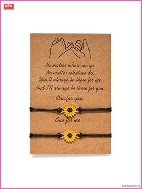 Sunflower Boho Matching Friendship Bracelets Adjustable Rope Best Friend Gift